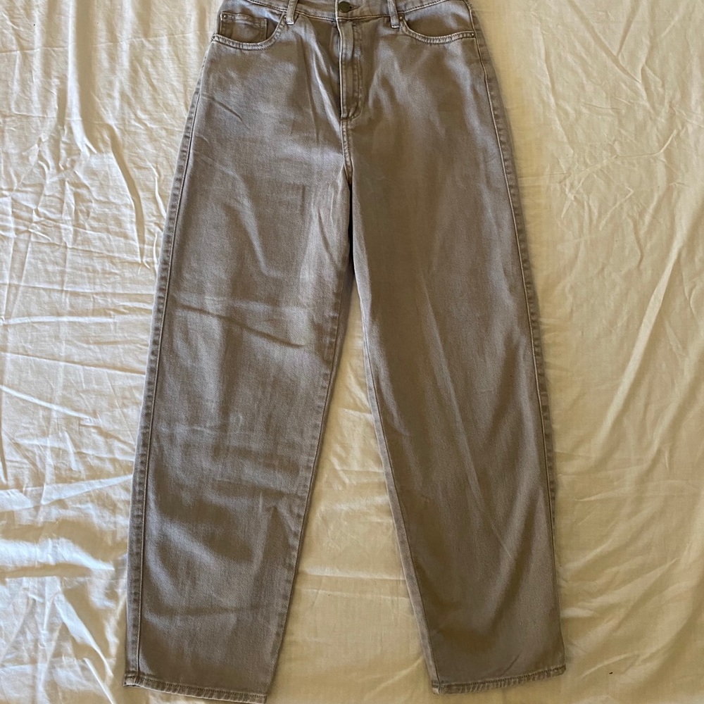 grey straight leg jeans